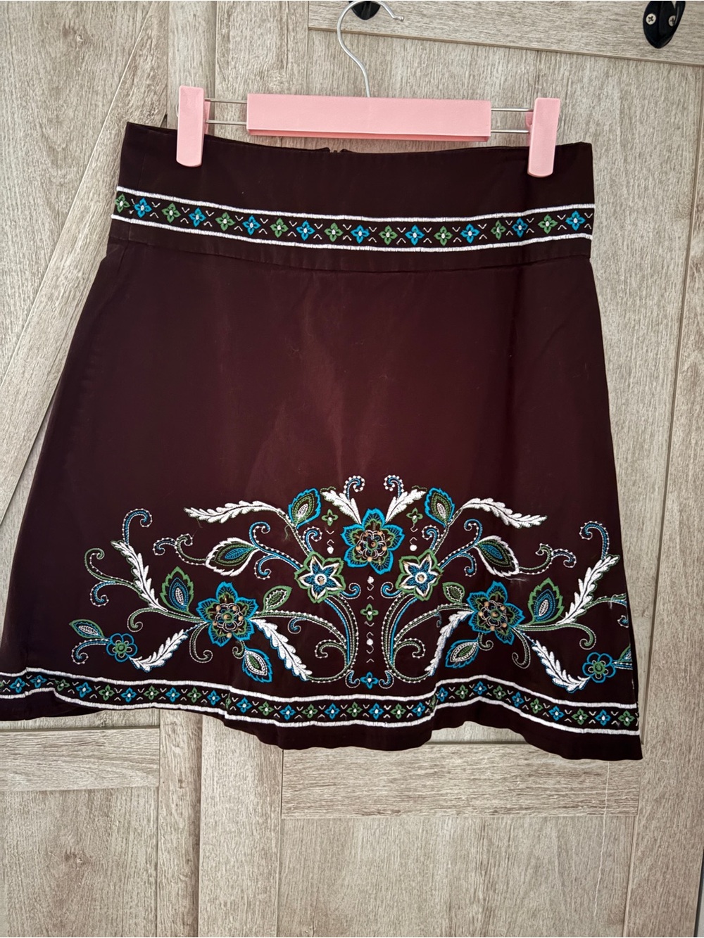 Embroidered Boho Cotton Mini Skirt | Size 3